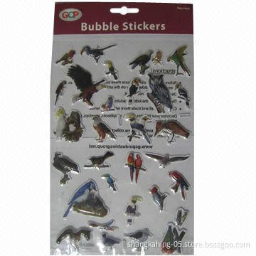 Bubble Sticker with Safe and Nontoxic Material, Various Designs are Available